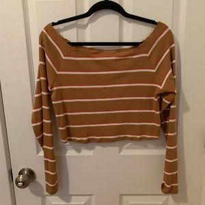 striped off the shoulder crop top
